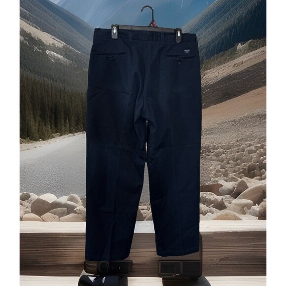 Y2K 90 Docker Pant Classic Fit Easy Khaki Navy 34x29 Career USA Deadstock Baggy - Picture 1 of 7